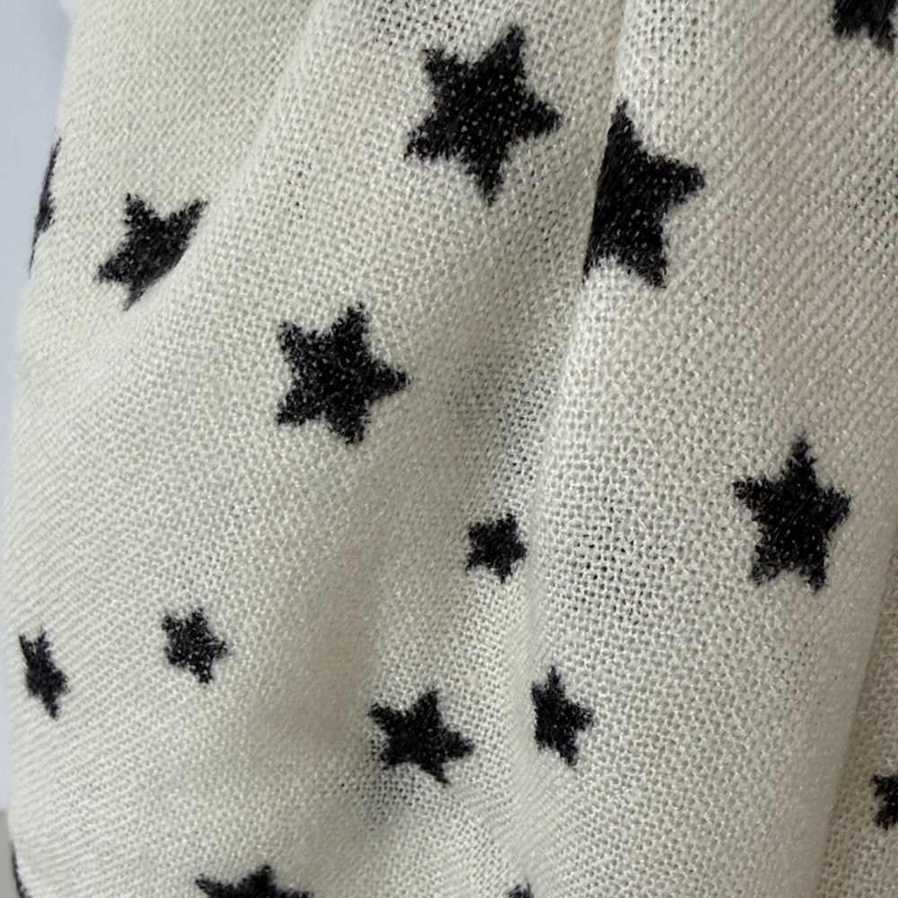 Mossimo Supply Co. Cream Scarf with Black Stars - Picture 3 of 7